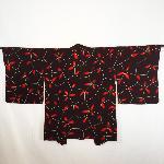 VESTE JAPONAISE HAORI SOIE PUCE ET ROUGE