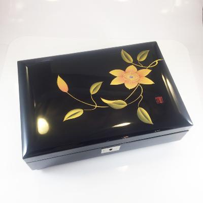Boîte à Bijoux Musicale Japonaise Vintage - Peinte à La Main, Motifs Geisha, Mont Fuji, Nacre - Avec Clef - Occasion