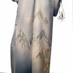 KIMONO JAPONAIS VINTAGE HOUMONGI BLEU
