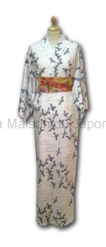 KIMONO JAPONAIS YUKATA TSURU LL