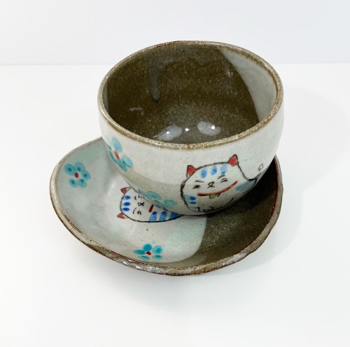 SET BOL ET ASSIETTE HAPPY CAT BLEU