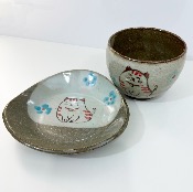 SET BOL ET ASSIETTE HAPPY CAT ROUGE