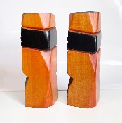 SCULPTURE BOIS COUPLE AÏNU COLORÉE