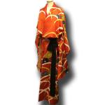 KIMONO JAPONAIS VINTAGE FURISODE orange