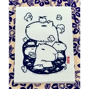 GRAVURE "CAPIBARAS AU ONSEN"