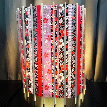 ABAT JOUR POUR LAMPE JAPONAISE EN PAPIER WASHI À BANDES