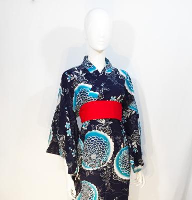 KIMONO JAPONAIS YUKATA FLEURS BLEUES M