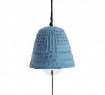 Petite clochette à vent gong de temple bleue