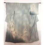 KIMONO JAPONAIS VINTAGE HOUMONGI BLEU