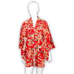 VESTE JAPONAISE HAORI  ROUGE FLEURIE