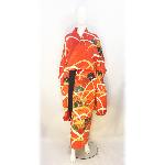 KIMONO JAPONAIS VINTAGE FURISODE orange