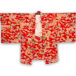 VESTE JAPONAISE HAORI  ROUGE FLEURIE