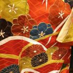 KIMONO JAPONAIS VINTAGE FURISODE orange