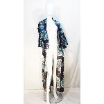 KIMONO JAPONAIS YUKATA FLEURS BLEUES LL