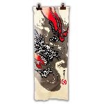 SERVIETTE JAPONAISE TENUGUI DRAGON ROUGE ET NOIR