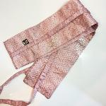 CEINTURE JAPONAISE TAN-OBI SOIE ROSE ARGENTÉE