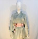 KIMONO JAPONAIS VINTAGE HOUMONGI BLEU