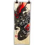 SERVIETTE JAPONAISE TENUGUI DRAGON ROUGE ET NOIR